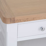 Hazel Rustic Rectangular Oak Wood White Coffee Table With Drawer Storage