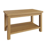 Maxwell Rustic Rectangular Oak Wood Coffee Table With Shelf 80cm