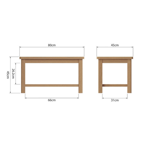 Maxwell Rustic Rectangular Oak Wood Coffee Table With Shelf 80cm