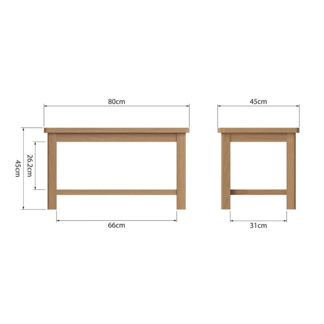 Maxwell Rustic Rectangular Oak Wood Coffee Table With Shelf 80cm