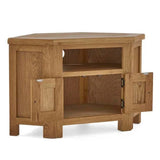 Greenwich Rustic Oak Wood Corner TV Stand With Storage