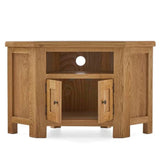 Greenwich Rustic Oak Wood Corner TV Stand With Storage