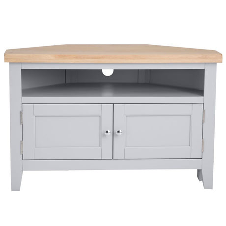 Alexandra Classic Oak Wood Grey Corner TV Stand With Storage