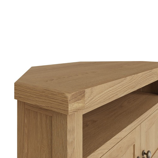 Arthur Classic Oak Wood Corner TV Stand With Storage