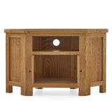 Greenwich Rustic Oak Wood Corner TV Stand With Storage