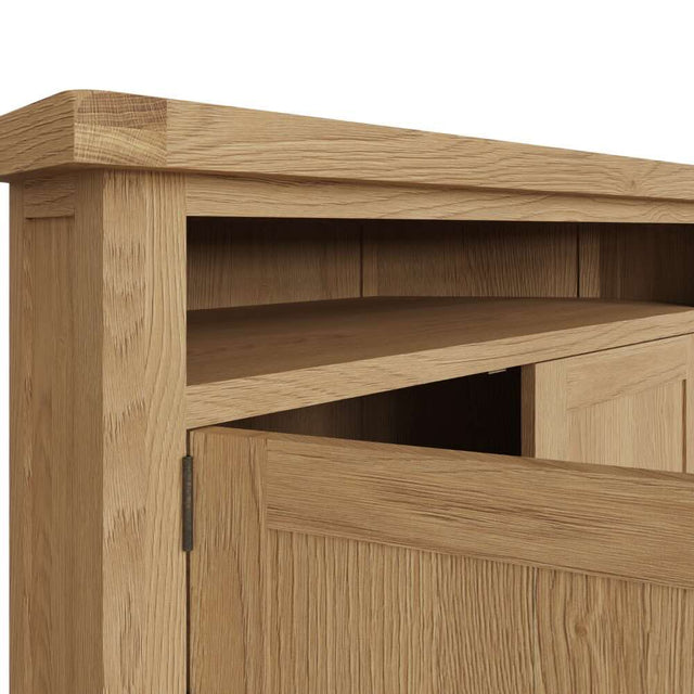 Arthur Classic Oak Wood Corner TV Stand With Storage