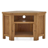 Greenwich Rustic Oak Wood Corner TV Stand With Storage