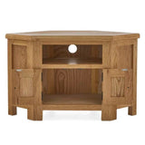 Greenwich Rustic Oak Wood Corner TV Stand With Storage