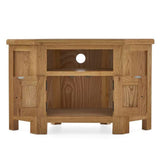 Greenwich Rustic Oak Wood Corner TV Stand With Storage