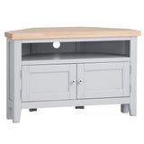 Alexandra Classic Oak Wood Grey Corner TV Stand With Storage