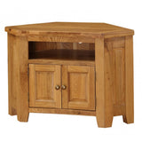 Greenwich Rustic Oak Wood Corner TV Stand With Storage