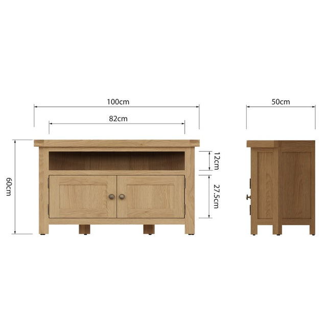 Arthur Classic Oak Wood Corner TV Stand With Storage