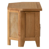 Canary Rustic Oak Wood Corner TV Stand With Storage