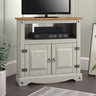 Annecy Rustic Oak Wood Grey Corner TV Stand With Storage