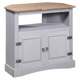 Annecy Rustic Oak Wood Grey Corner TV Stand With Storage