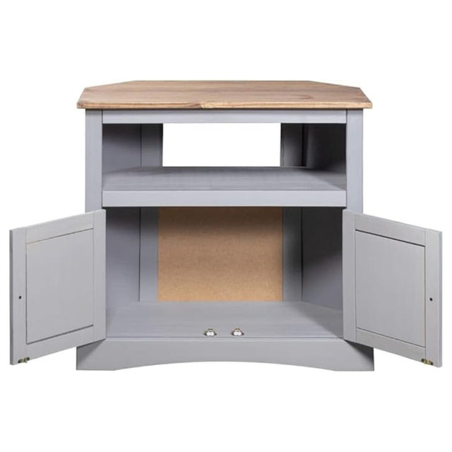 Annecy Rustic Oak Wood Grey Corner TV Stand With Storage