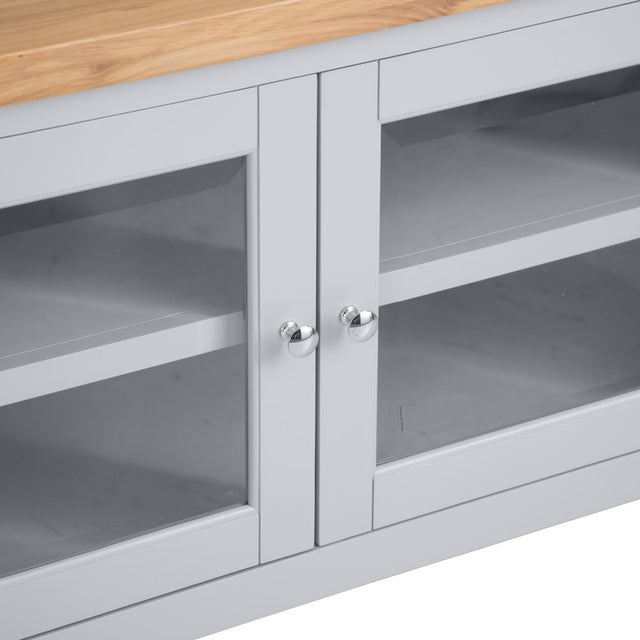 Alexandra Classic Oak Wood Grey TV Stand With Storage