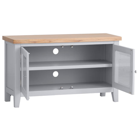 Alexandra Classic Oak Wood Grey TV Stand With Storage