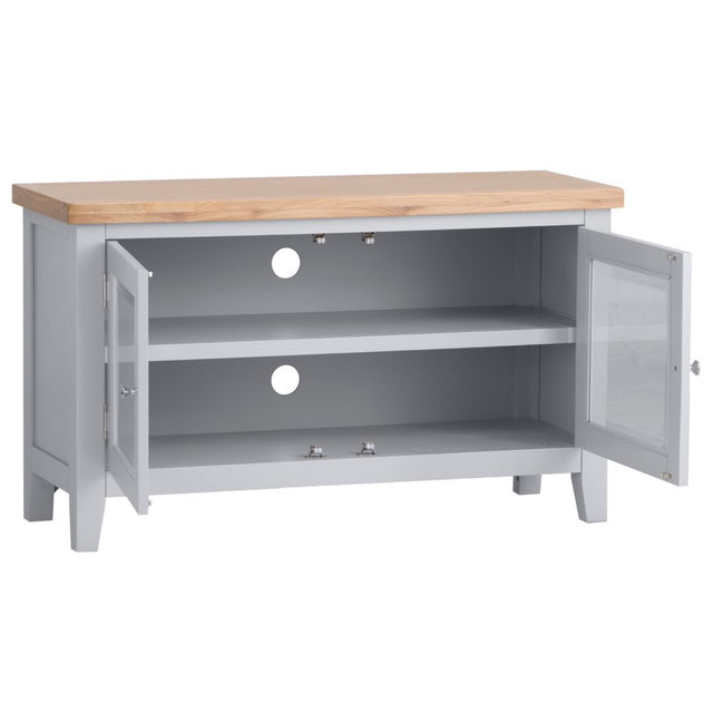 Alexandra Classic Oak Wood Grey TV Stand With Storage