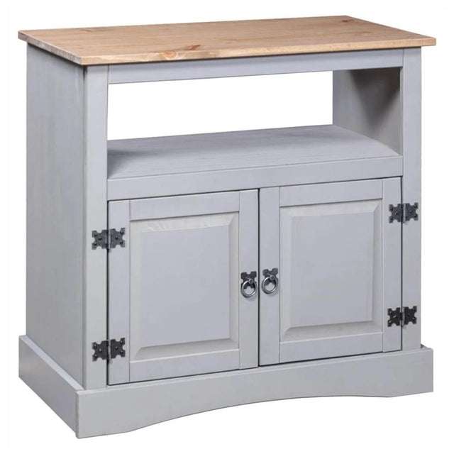 Annecy Rustic Oak Wood Grey TV Stand With Storage