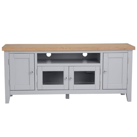 Alexandra Classic Oak Wood Large Grey TV Stand With Storage