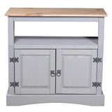 Annecy Rustic Oak Wood Grey TV Stand With Storage