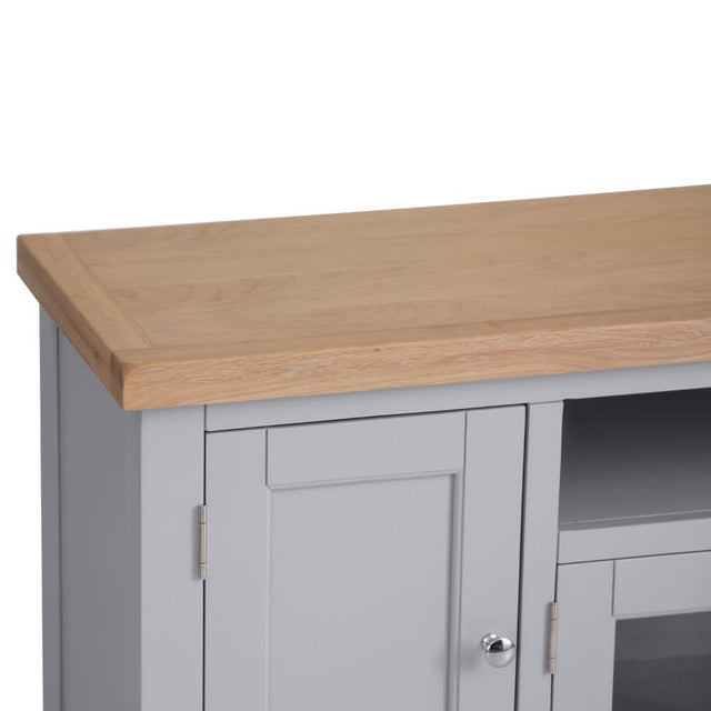 Alexandra Classic Oak Wood Large Grey TV Stand With Storage