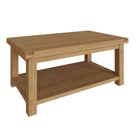 Arthur Rustic Rectangular Natural Oak Coffee Table With Shelf