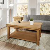 Arthur Rustic Rectangular Natural Oak Coffee Table With Shelf