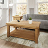 Arthur Rustic Rectangular Natural Oak Coffee Table With Shelf