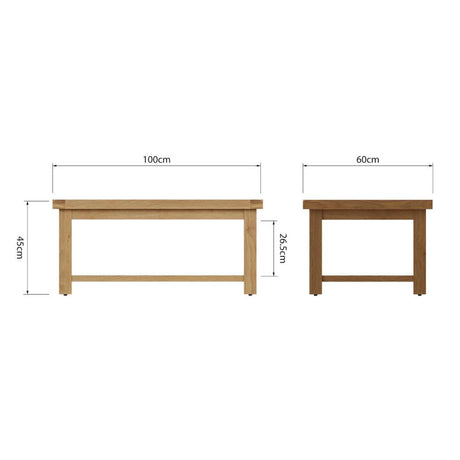 Arthur Rustic Rectangular Natural Oak Coffee Table With Shelf