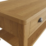 Maxwell Rustic Rectangular Oak Wood Coffee Table With Storage