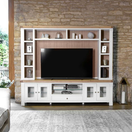 Hazel Large White Oak TV Stand With Optional Top Unit