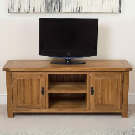 Canary Rustic Oak Wood TV Stand With Storage