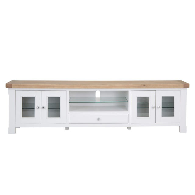 Hazel Large White Oak TV Stand With Optional Top Unit