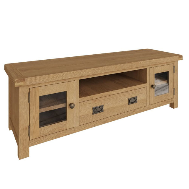 Arthur Classic Oak Wood Large TV Stand With Storage