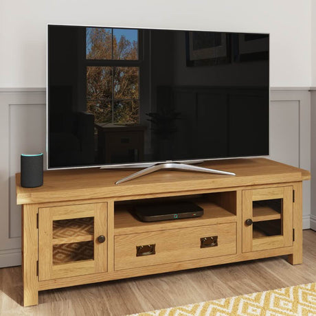 Arthur Classic Oak Wood Large TV Stand With Storage