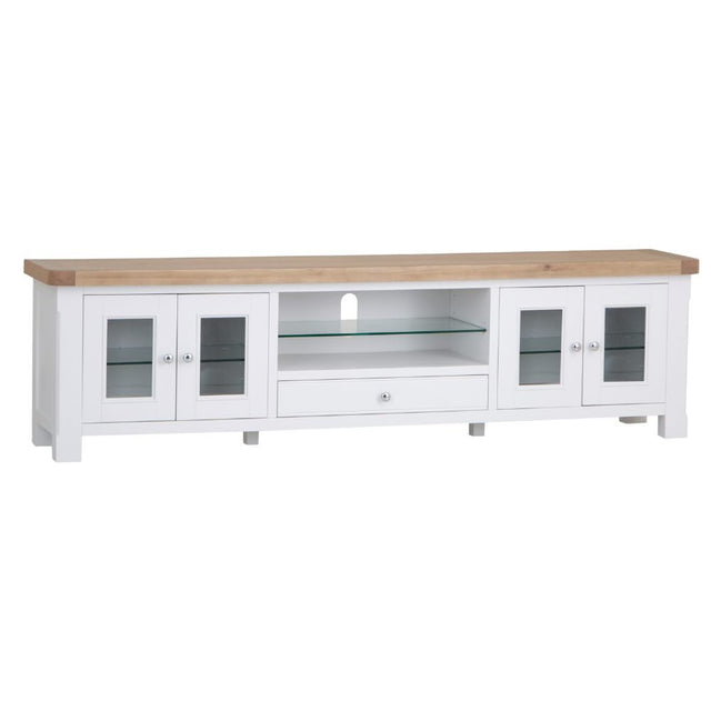 Hazel Large White Oak TV Stand With Optional Top Unit