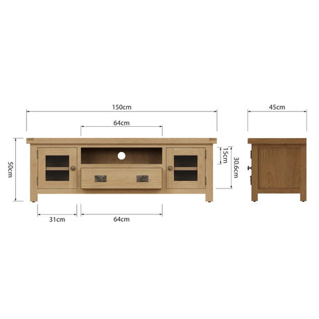 Arthur Classic Oak Wood Large TV Stand With Storage