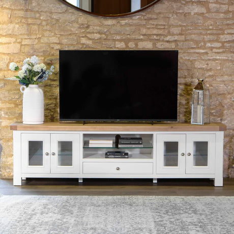 Hazel Large White Oak TV Stand With Optional Top Unit