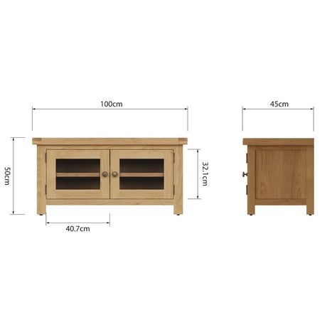 Arthur Classic Oak Wood TV Stand With Storage