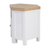 Hazel Classic White Corner TV Stand With Oak Top