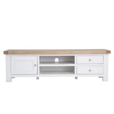 Hazel Classic Large Oak Wood White TV Stand With Storage