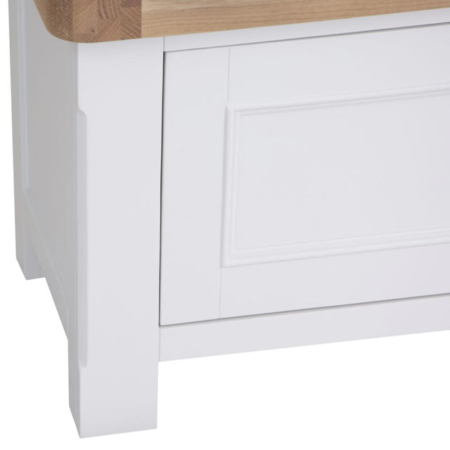 Hazel Classic Large Oak Wood White TV Stand With Storage