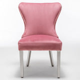 Classic-Pink-Velvet-Buttoned-Back-Dining-Chair-Diamond-Stitching-Stainless-Steel-Legs-Set-of-2