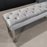 Classic-Shimmer-Grey-Velvet-Dining-Bench-Metal-Legs-130cm