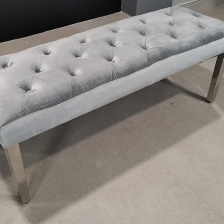 Classic-Shimmer-Grey-Velvet-Dining-Bench-Metal-Legs-130cm