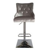 Classic-Shimmer-Grey-Velvet-Knocker-Back-Bar-Stool-Adjustable-Stainless-Steel-Base