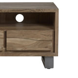 Charleston Industrial Solid Acacia Wood TV Stand With Storage