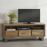 Charleston Industrial Solid Acacia Wood TV Stand With Storage